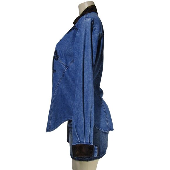 HAIRSTON ROBERSON Denim M Cowgirl Shirt Shacket Western Rodeo Button Front - Picture 5 of 12